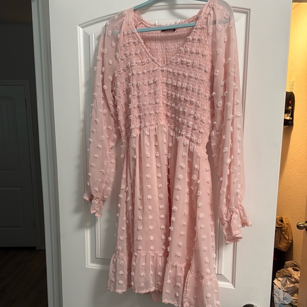 Elegant Pink Long Sleeve Dress